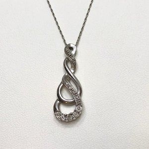 Diamond & 925 Sterling Silver Necklace Pendant